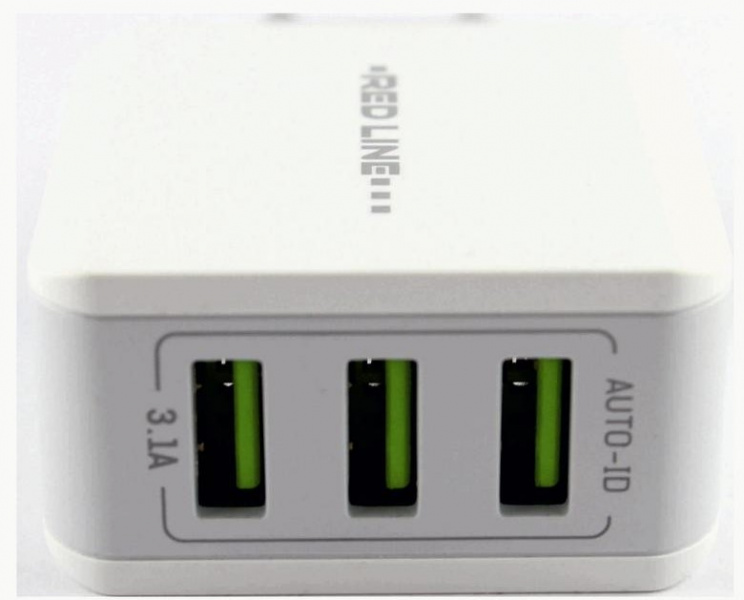 СЗУ адаптер 3 USB (модель Y3)  3.1A Fast Charge белый, Redline фото 2