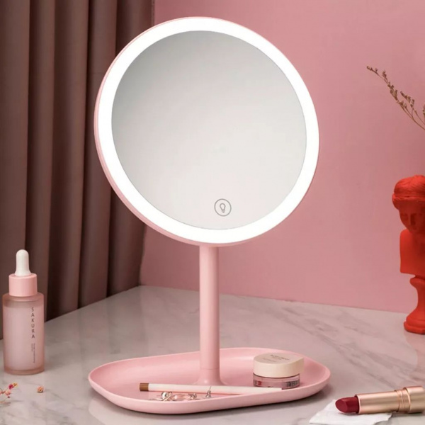 Зеркало косметическое настольное Jordan Judy LED Makeup Mirror NV529 с подсветкой, розовый фото 2