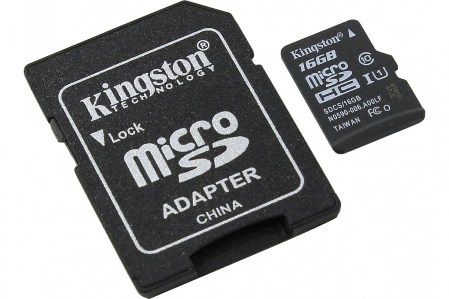 Карта памяти Kingston microSDHC 16GB Class 10 UHS-I Canvas Select до 80MB/s с адаптером фото 1