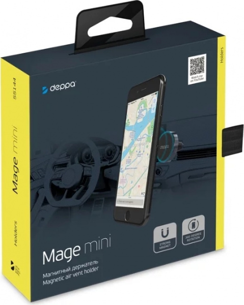 Автомобильный держатель Mage mini для смартфонов, магнитный, крепление на вент.решетку, графит, Deppa фото 5