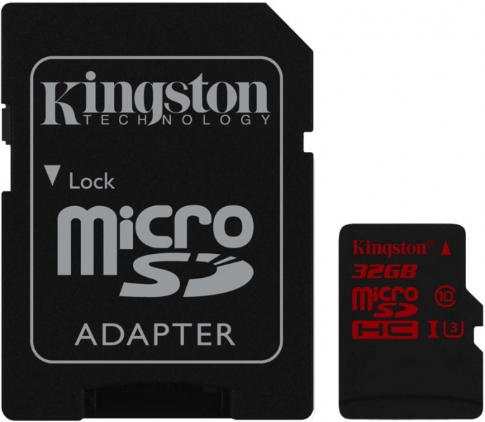 Карта памяти Kingston microSDHC 32Gb Class 10 UHS-I U3 (90/80/Mb/s) + ADP фото 1